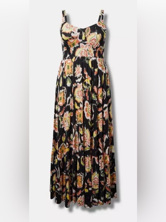 torrid Dresses & Skirts - Torrid Floral A-Line Maxi Dress W/ Pockets in Bella Jaco Deep Black Size 1